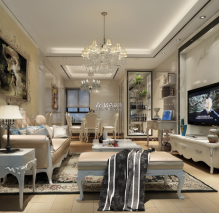 富力东山新天地120平方米欧式风格平层户型客厅装修效果图