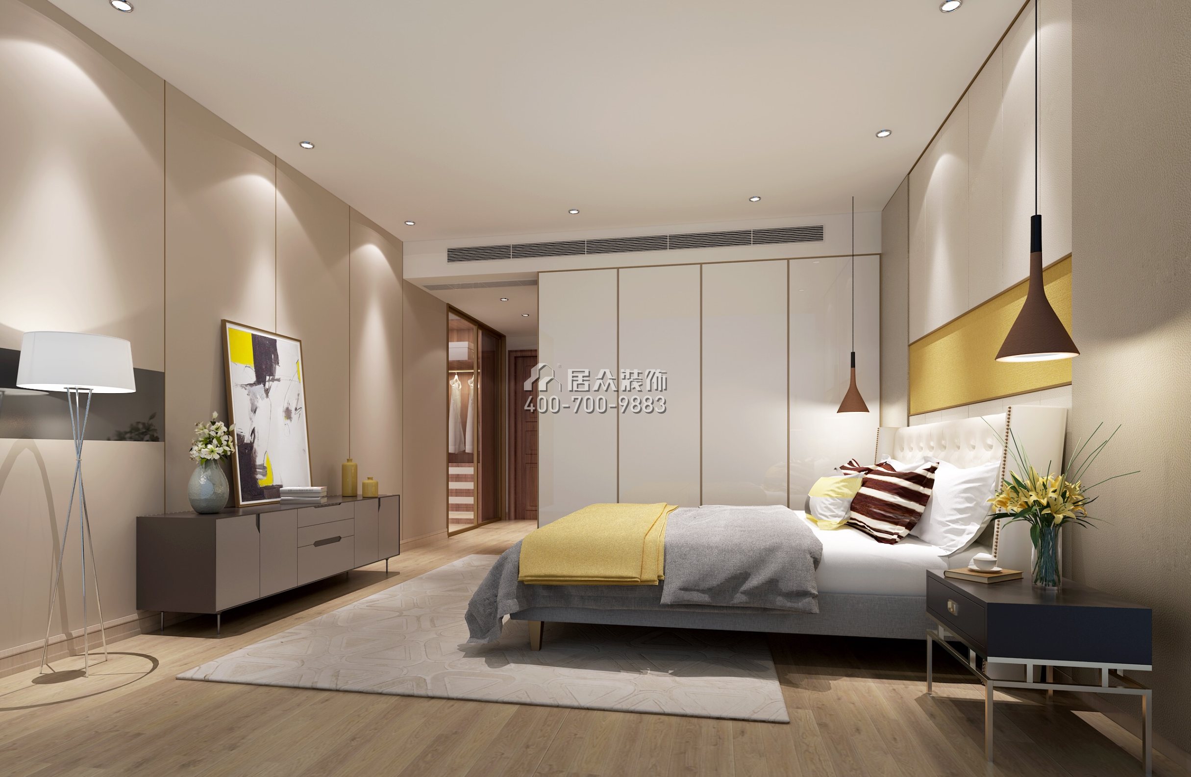 华发峰景湾168平方米现代简约风格平层户型卧室装修效果图