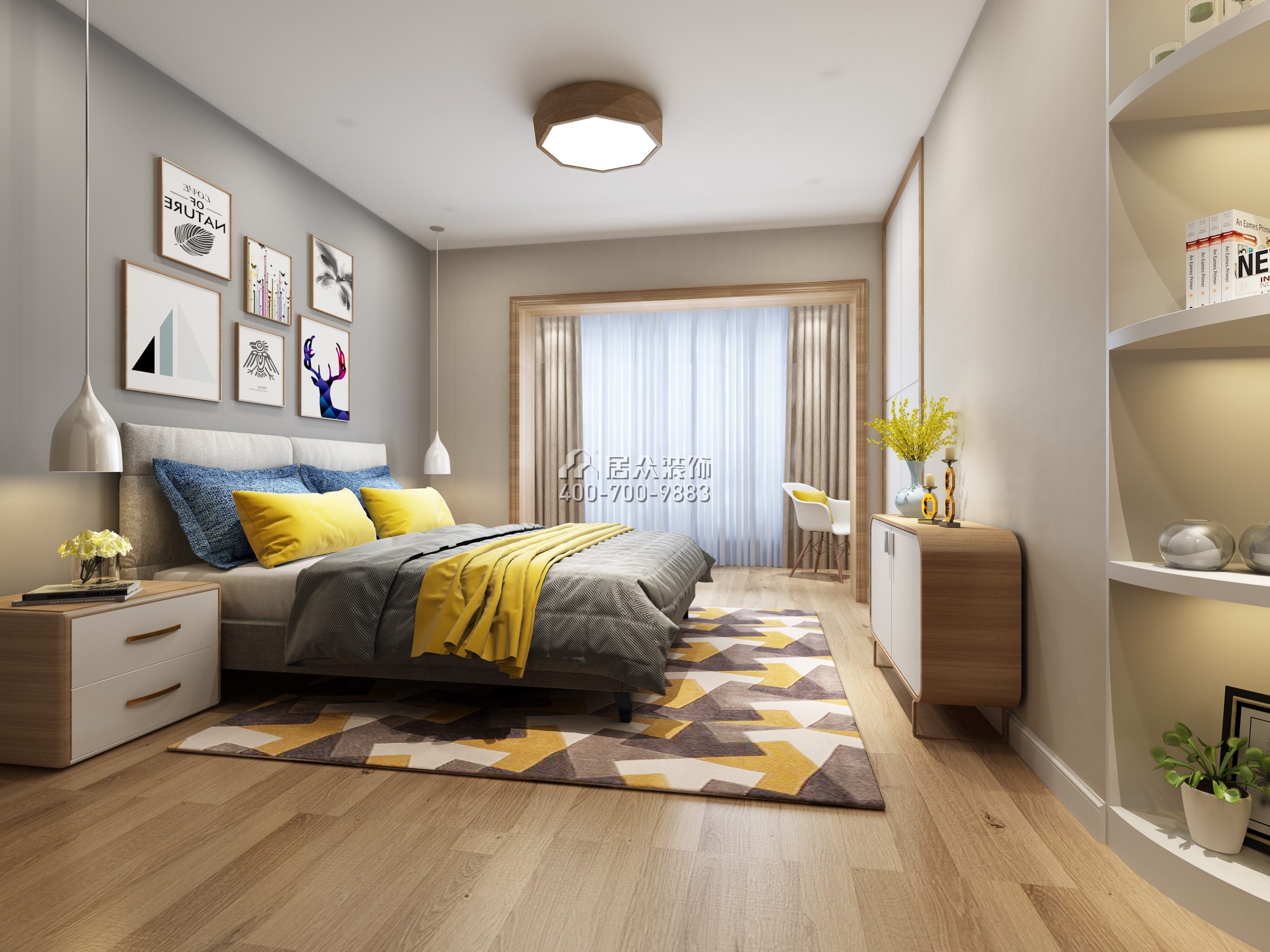 金桃园一期168平方米北欧风格复式户型卧室装修效果图