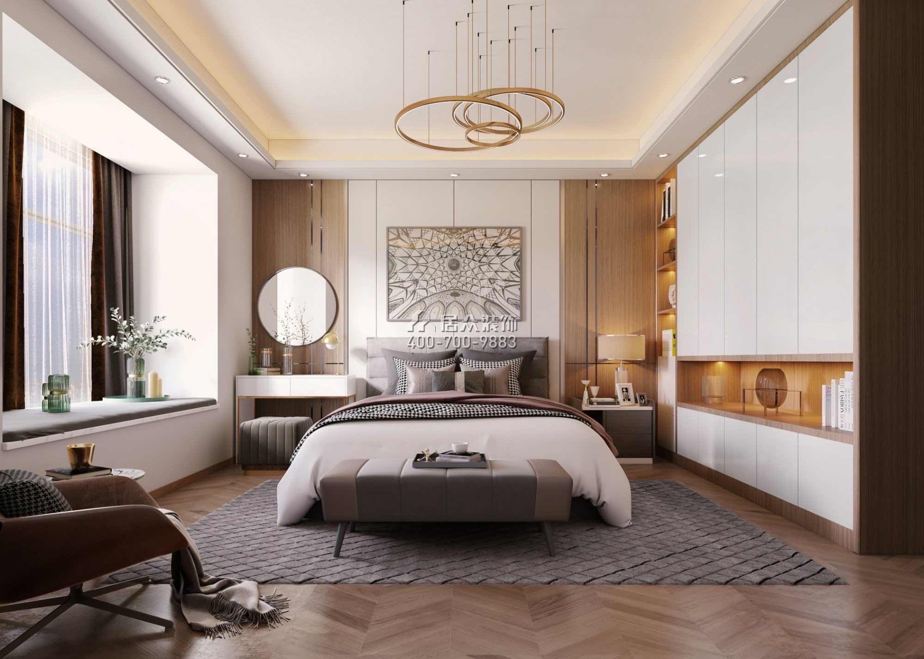 尚東領御216平方米現代簡約風格平層戶型臥室裝修效果圖