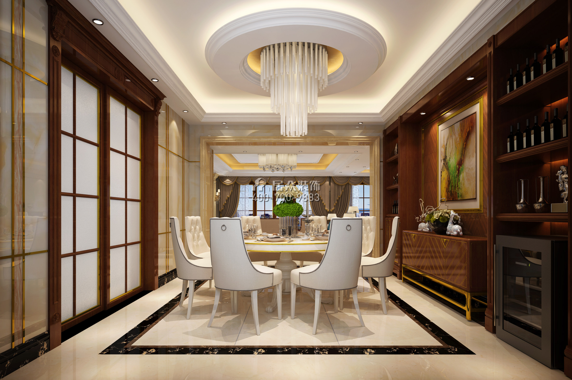 保利東江首府290平方米混搭風格平層戶型餐廳裝修效果圖