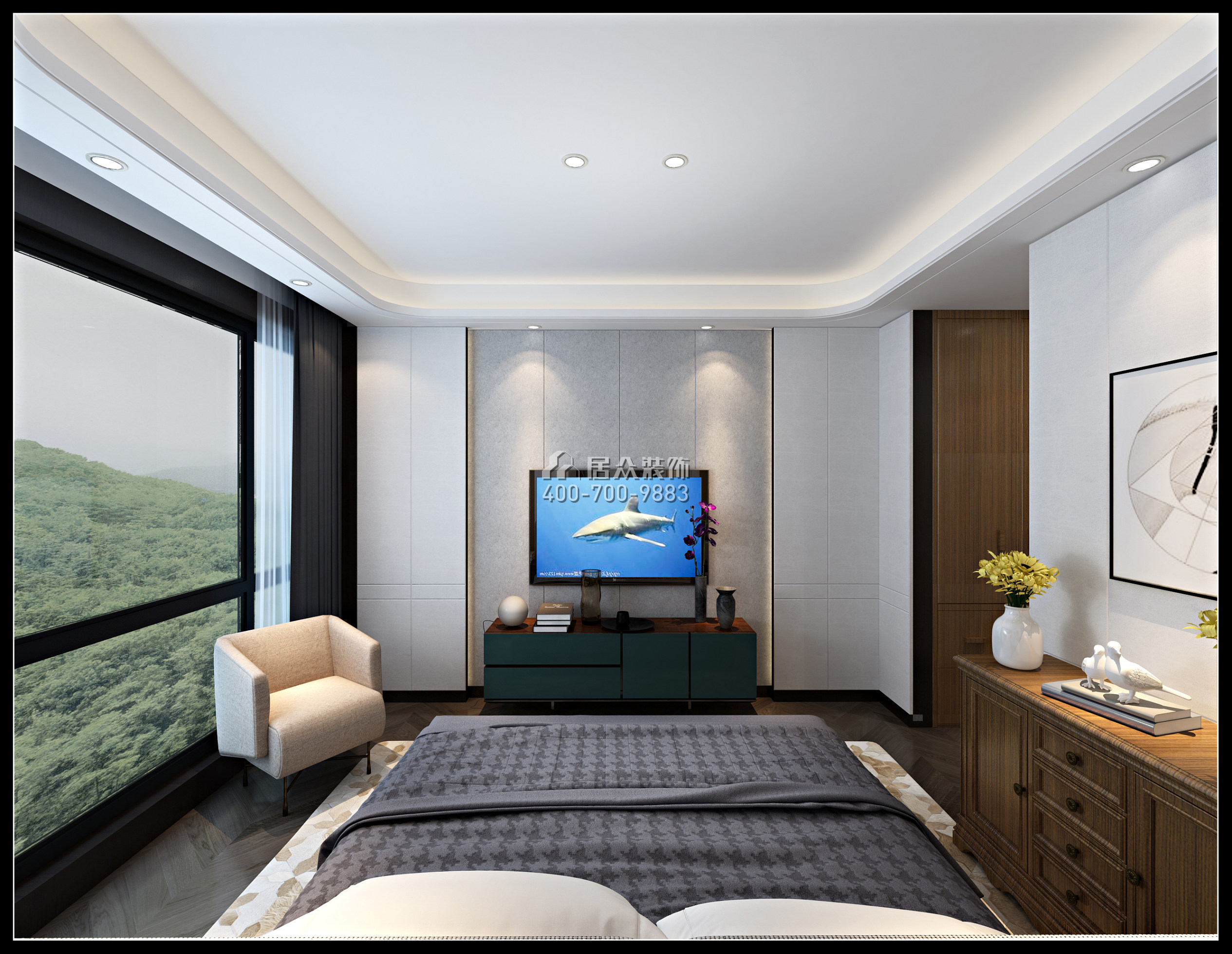 博林天瑞花园一期240平方米现代简约风格平层户型卧室装修效果图