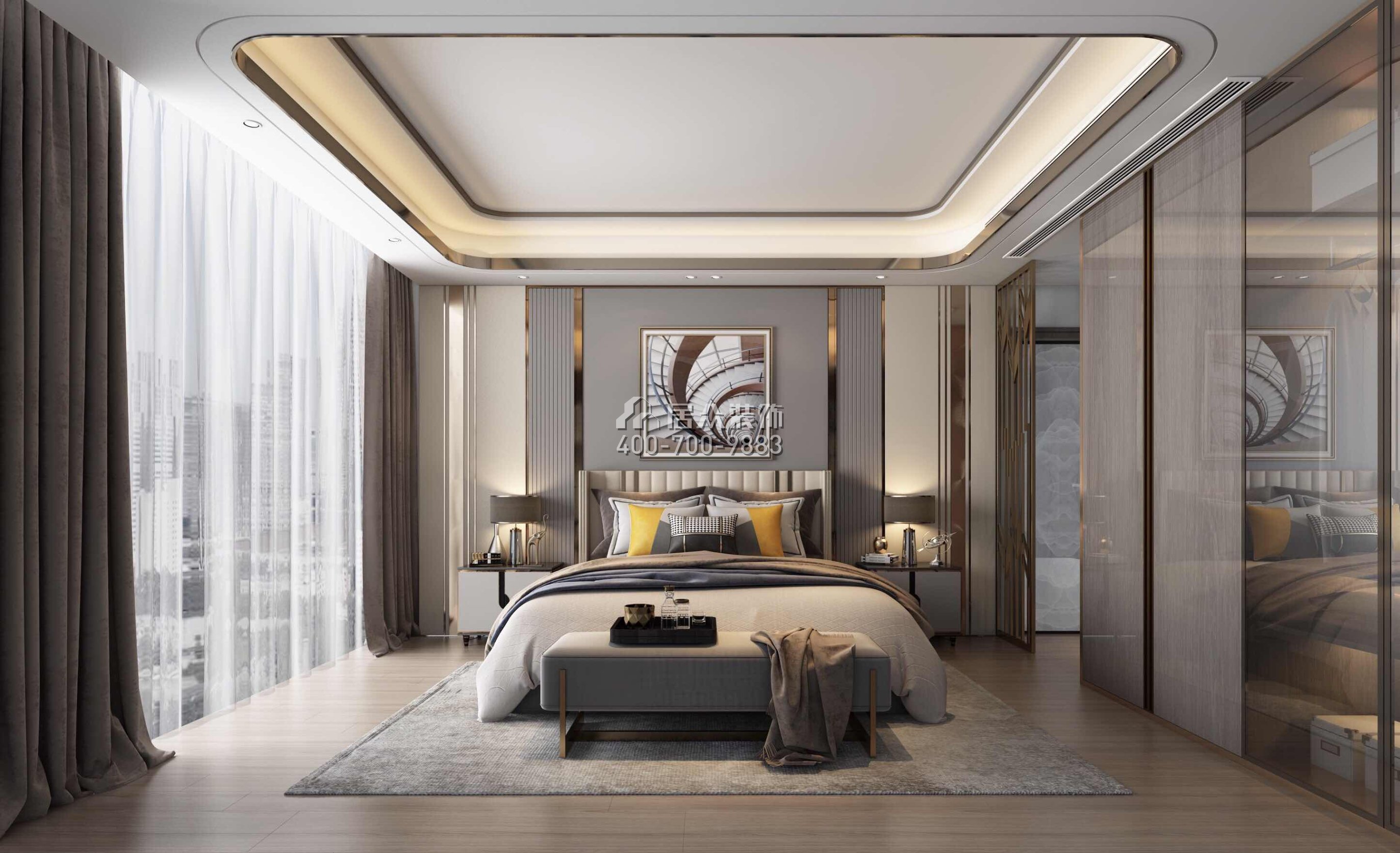 万科金域蓝湾160平方米中式风格平层户型卧室装修效果图