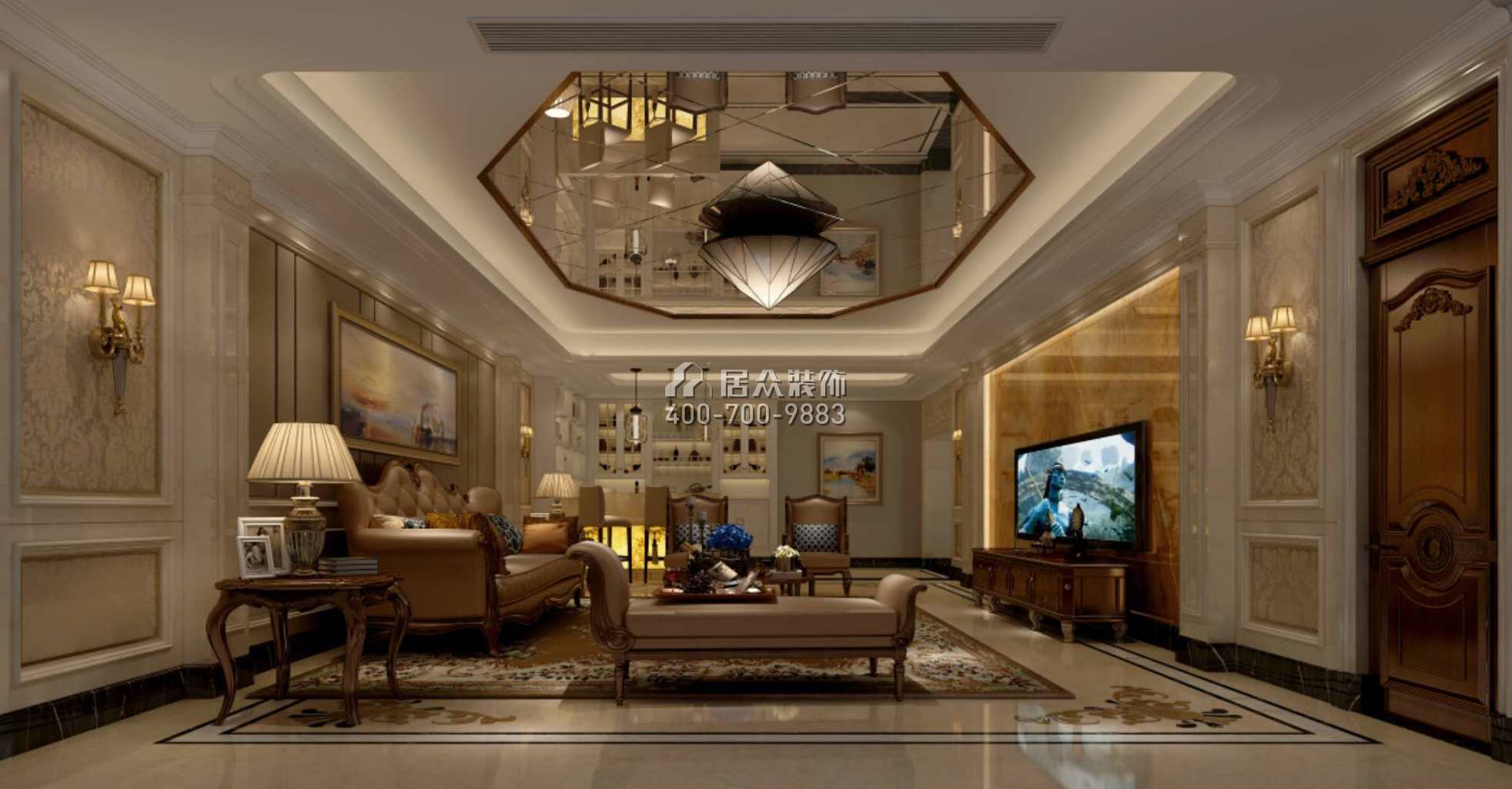 碧桂園太陽城405平方米歐式風格別墅戶型客廳裝修效果圖