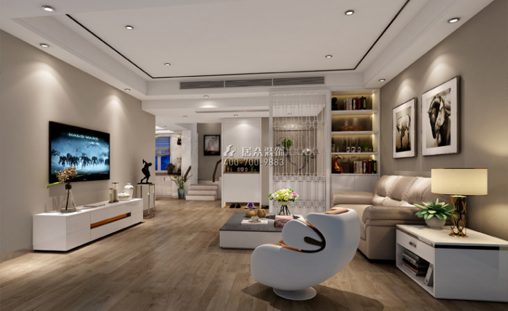 香瑞园80平方米现代简约风格平层户型客厅装修效果图
