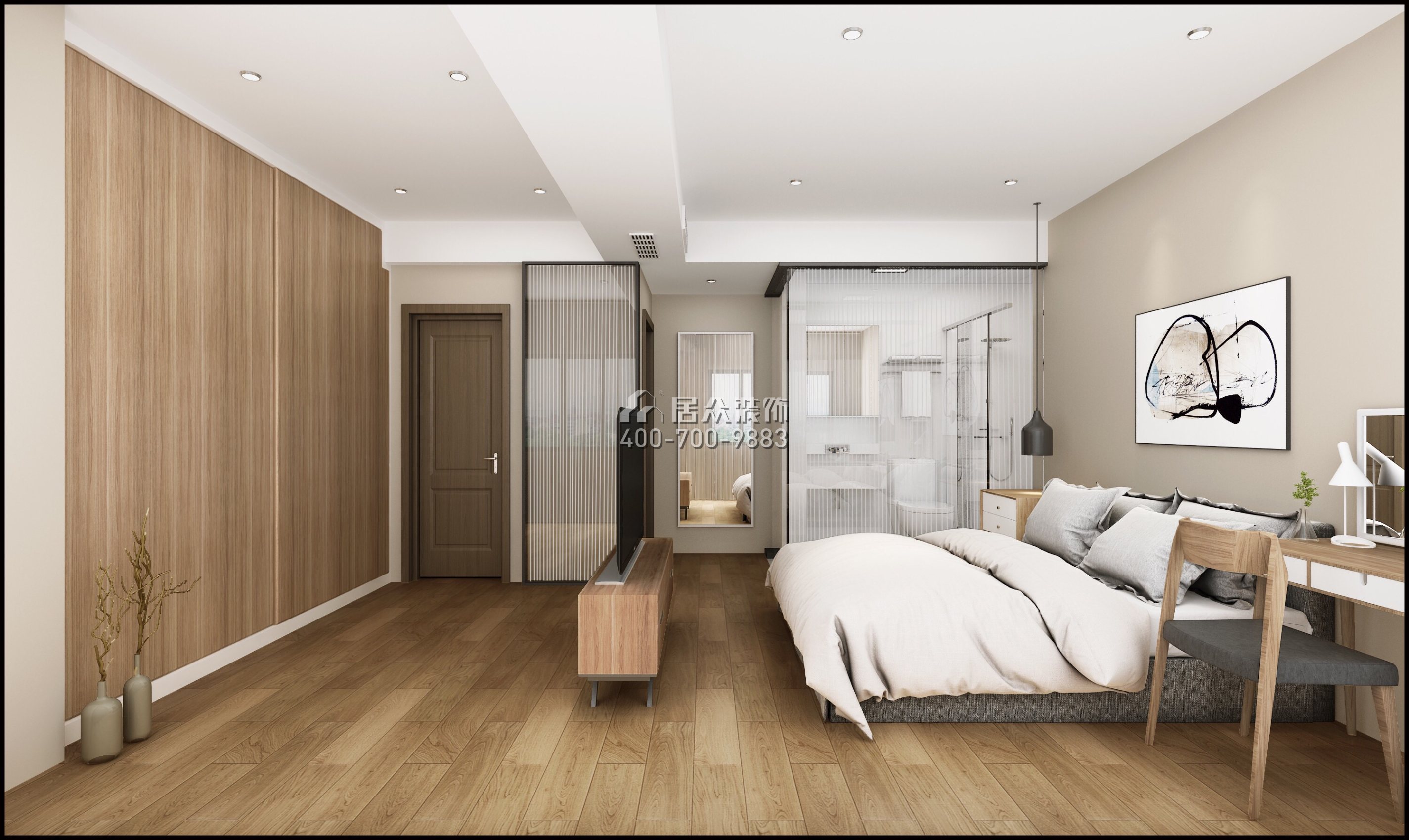 华润城一期89平方米北欧风格平层户型卧室装修效果图