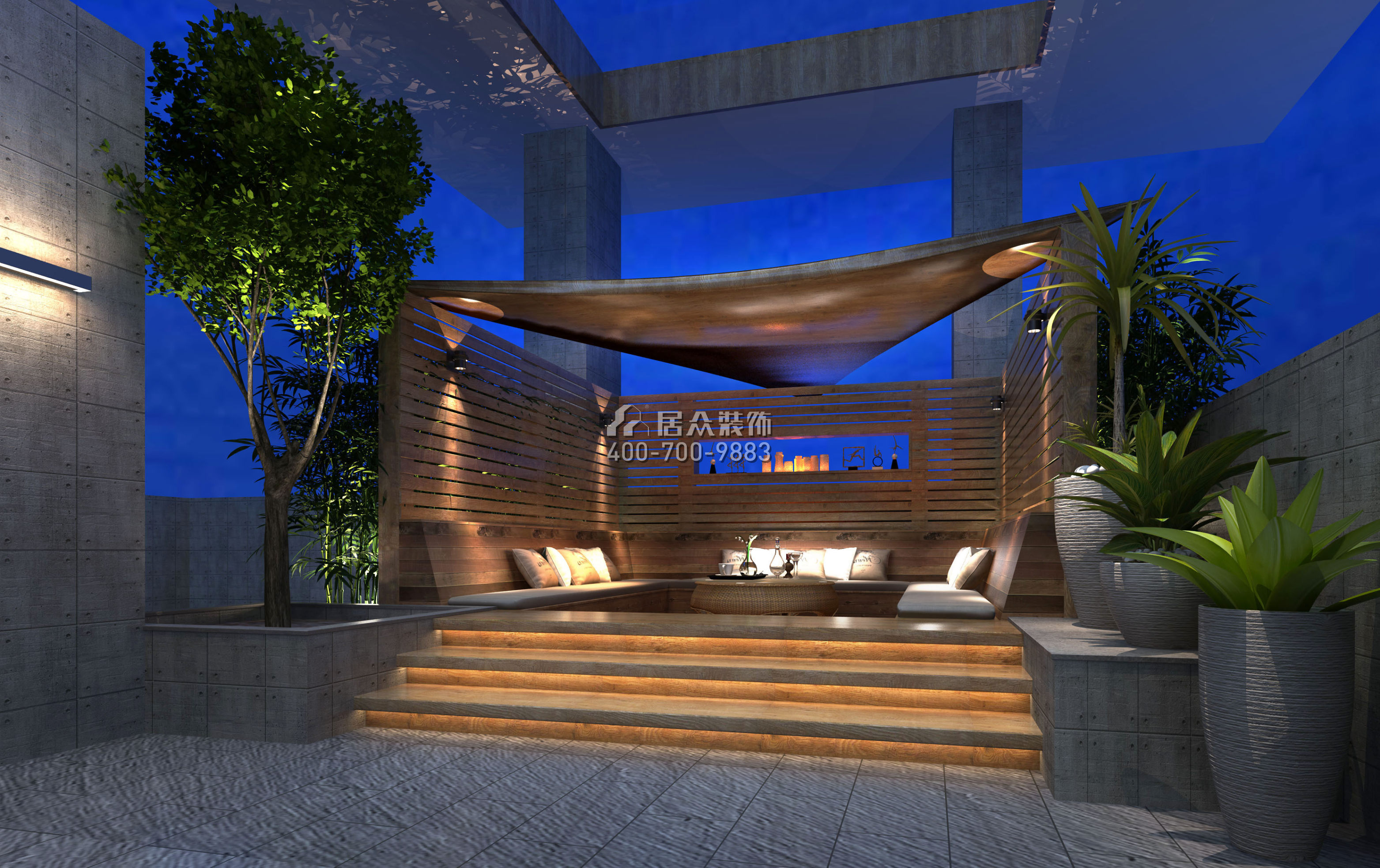 月珑湾豪庭270平方米现代简约风格复式户型阳台装修效果图