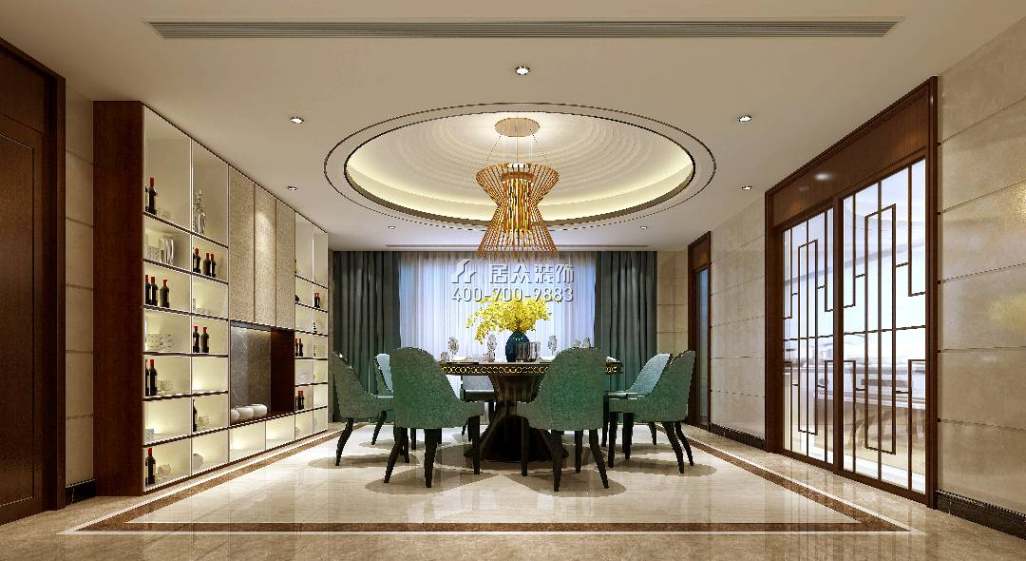 帝景湾370平方米中式风格平层户型餐厅装修效果图