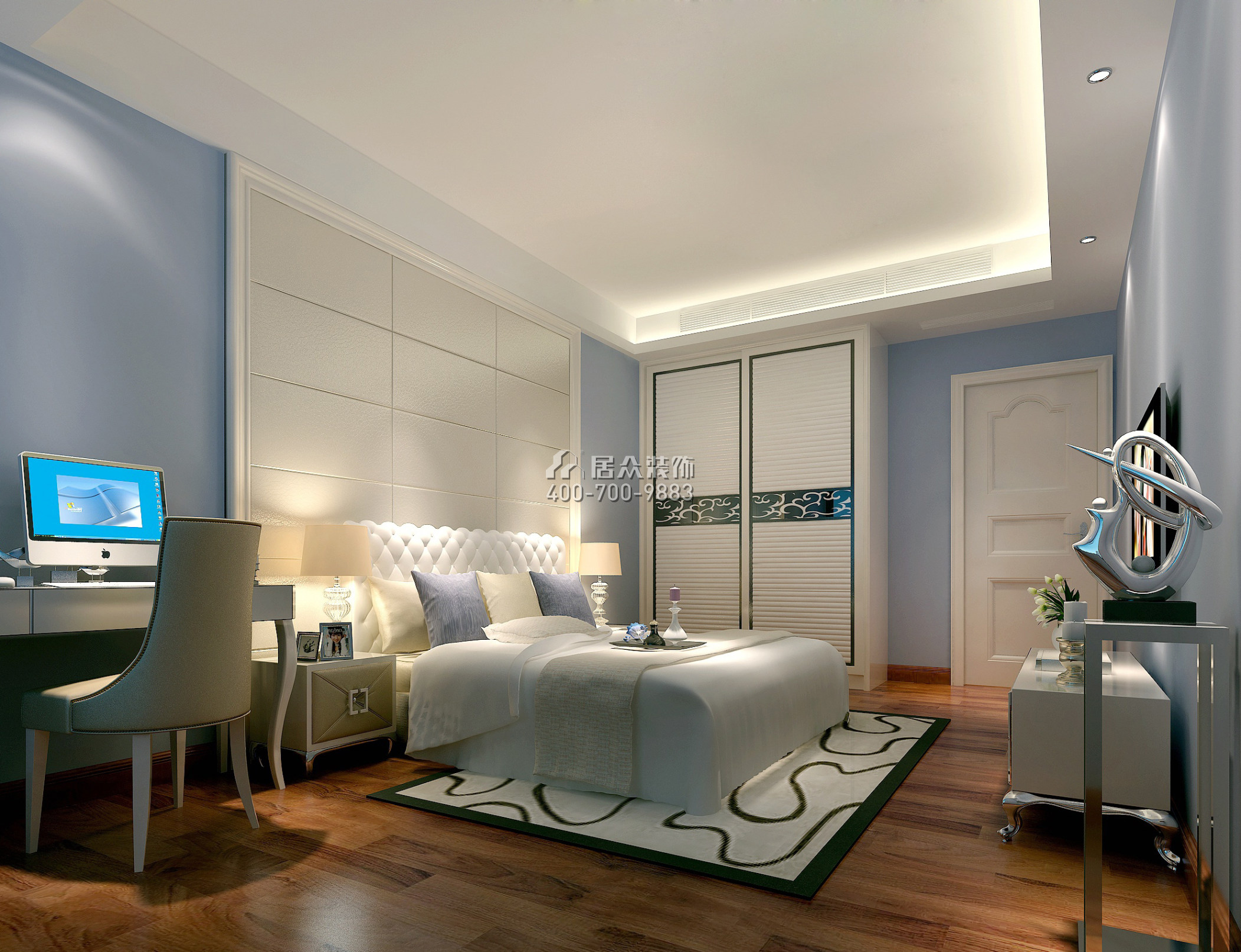万科金域滨江180平方米现代简约风格平层户型卧室装修效果图