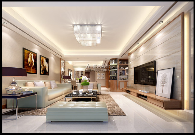 特發和平里120平方米現代簡約風格平層戶型客廳裝修效果圖