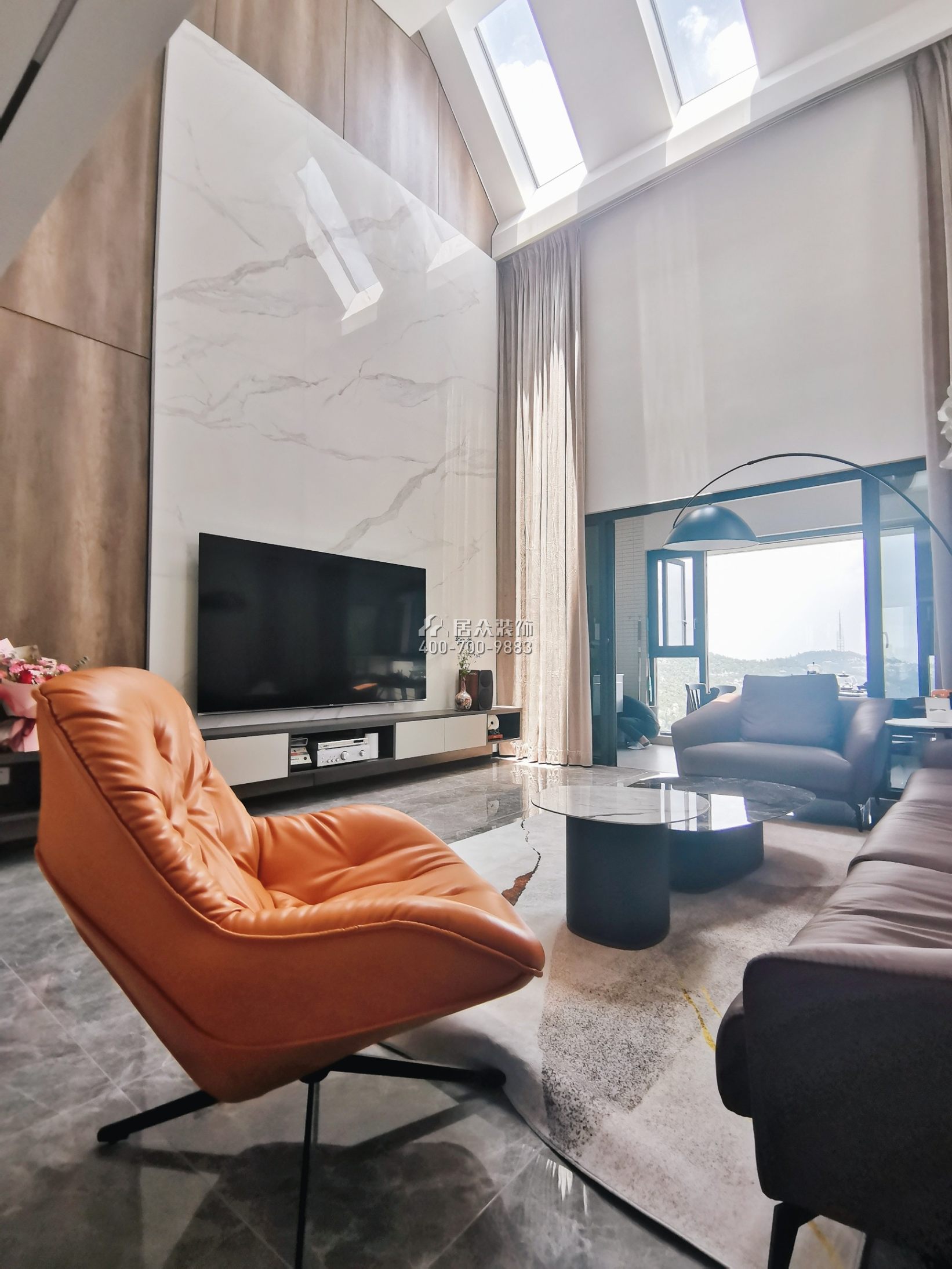錦園170平方米現代簡約風格復式戶型客廳裝修效果圖