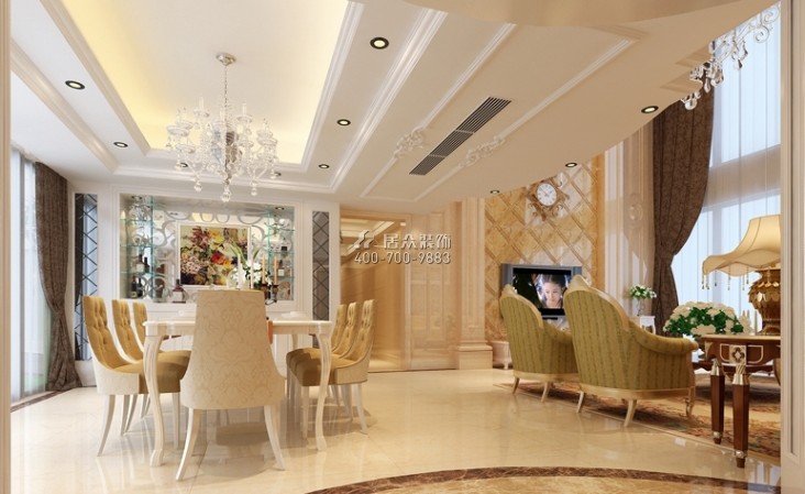 君悦龙庭380平方米欧式风格复式户型餐厅装修效果图