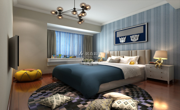 金沙咀国际广场142平方米中式风格平层户型卧室kok电竞平台效果图