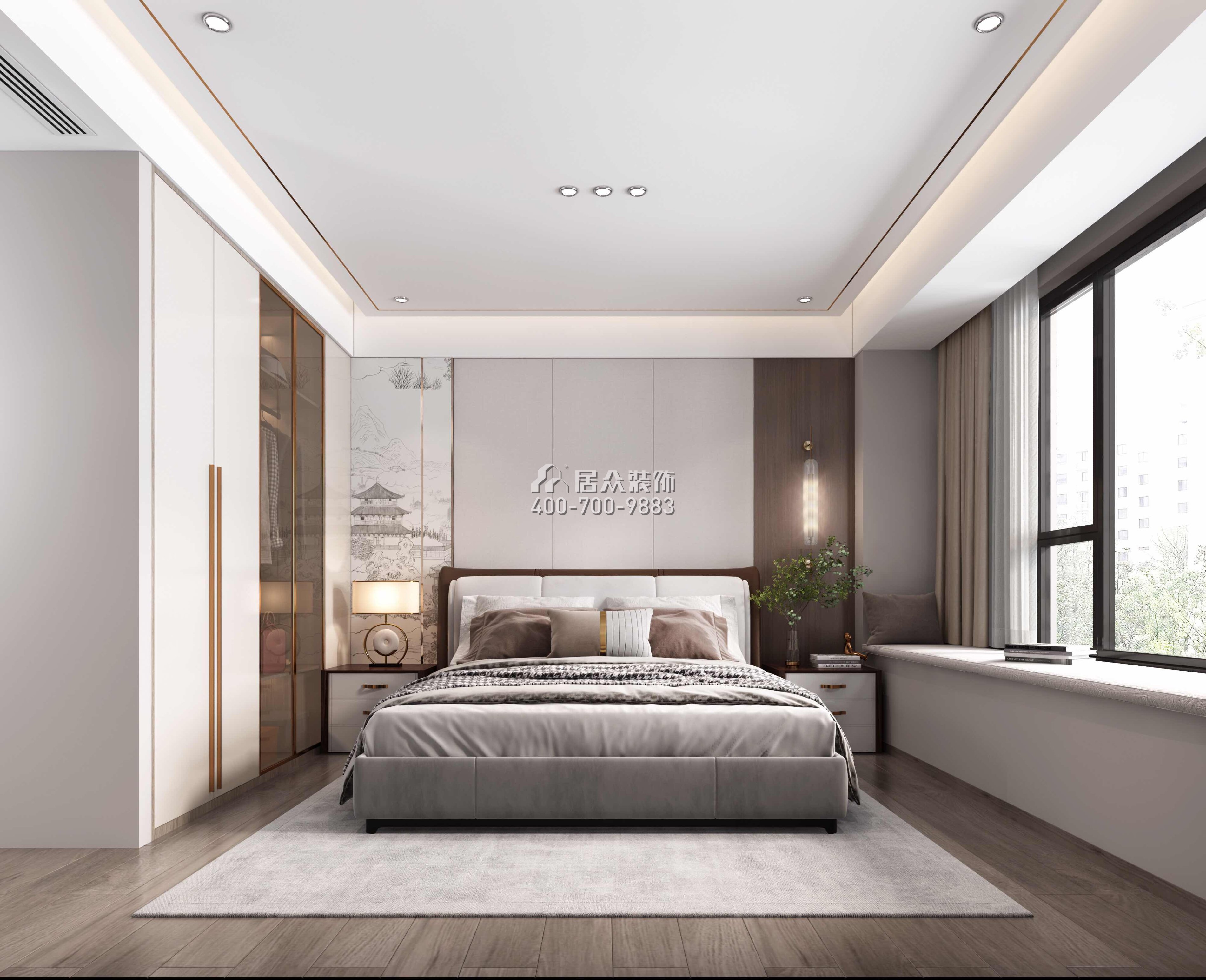 翠湖香山140平方米中式风格平层户型卧室装修效果图