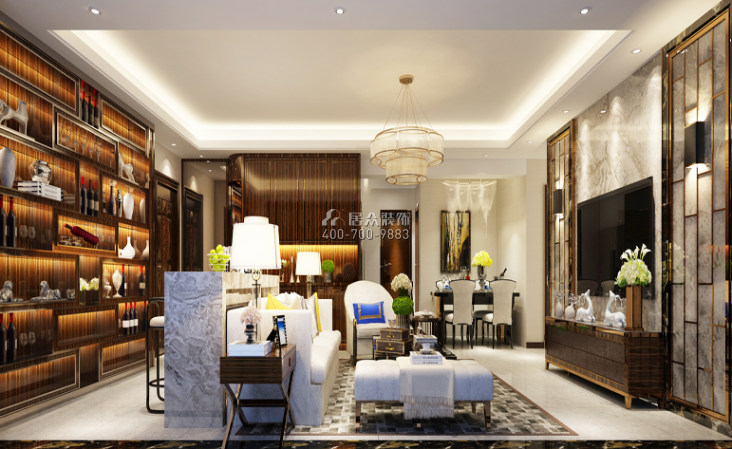 塘朗城140平方米现代简约风格平层户型客厅装修效果图