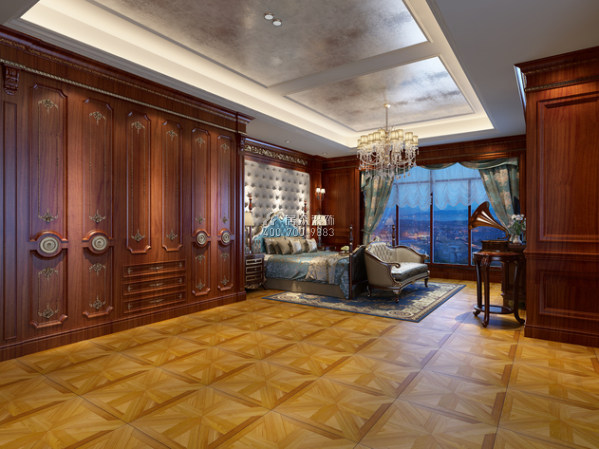碧桂园1500平方米美式风格别墅户型卧室装修效果图