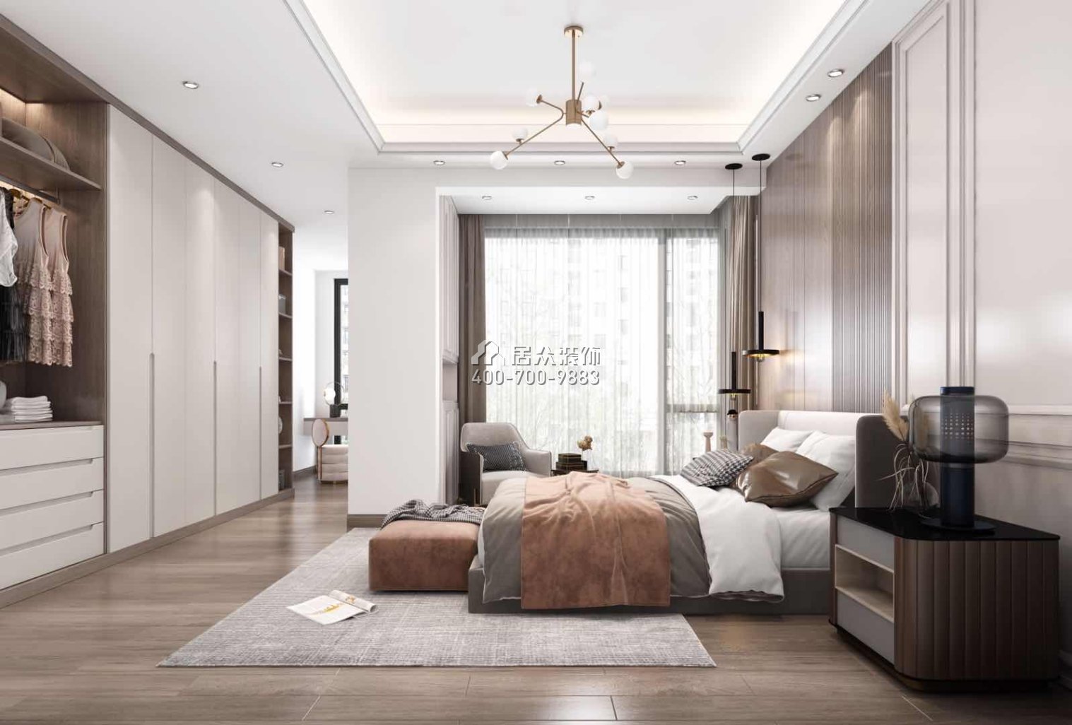 华发山庄360平方米现代简约风格复式户型卧室装修效果图