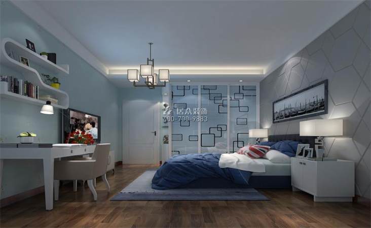 云山诗意200平方米现代简约风格平层户型卧室装修效果图