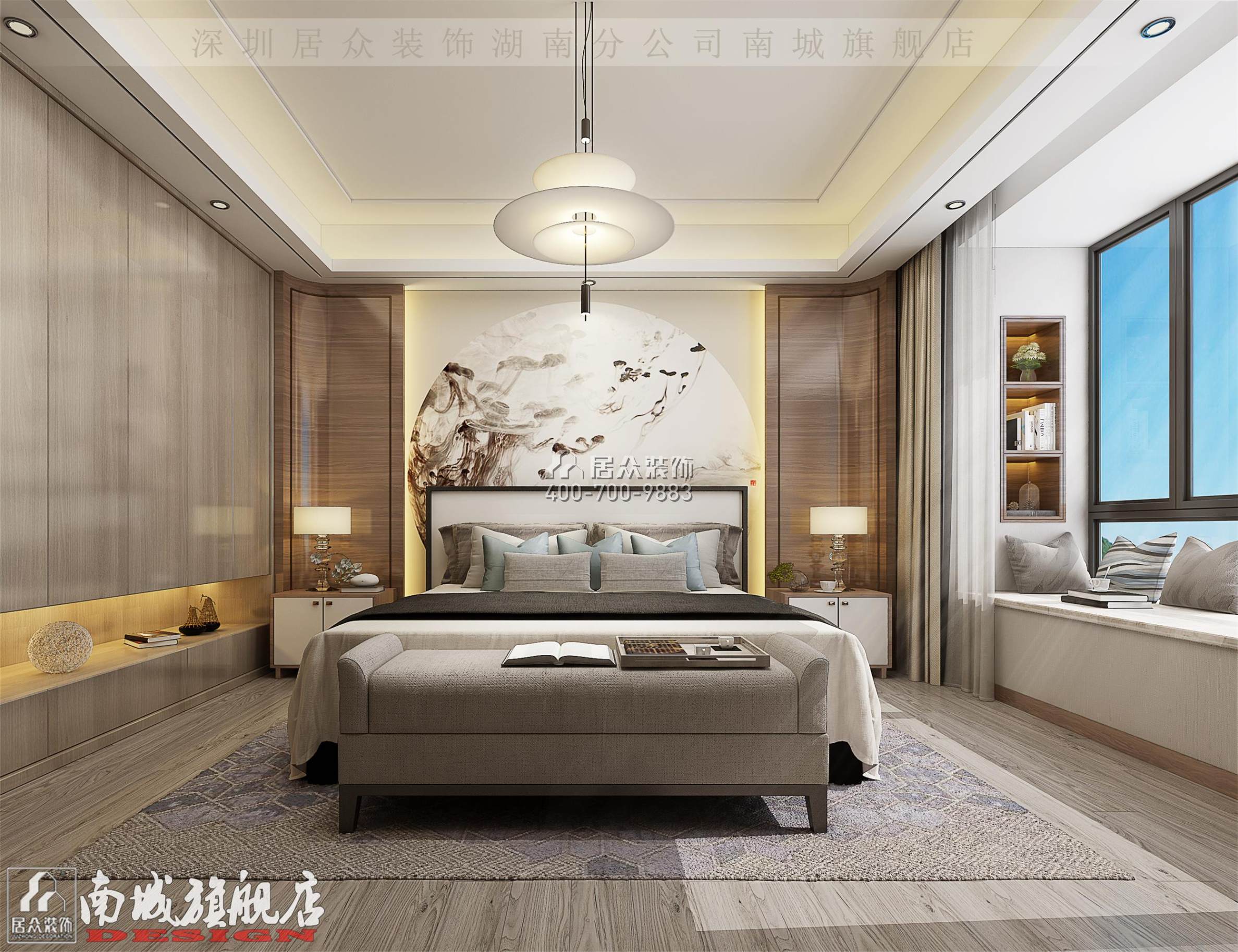 中建江山壹号232平方米中式风格平层户型卧室装修效果图