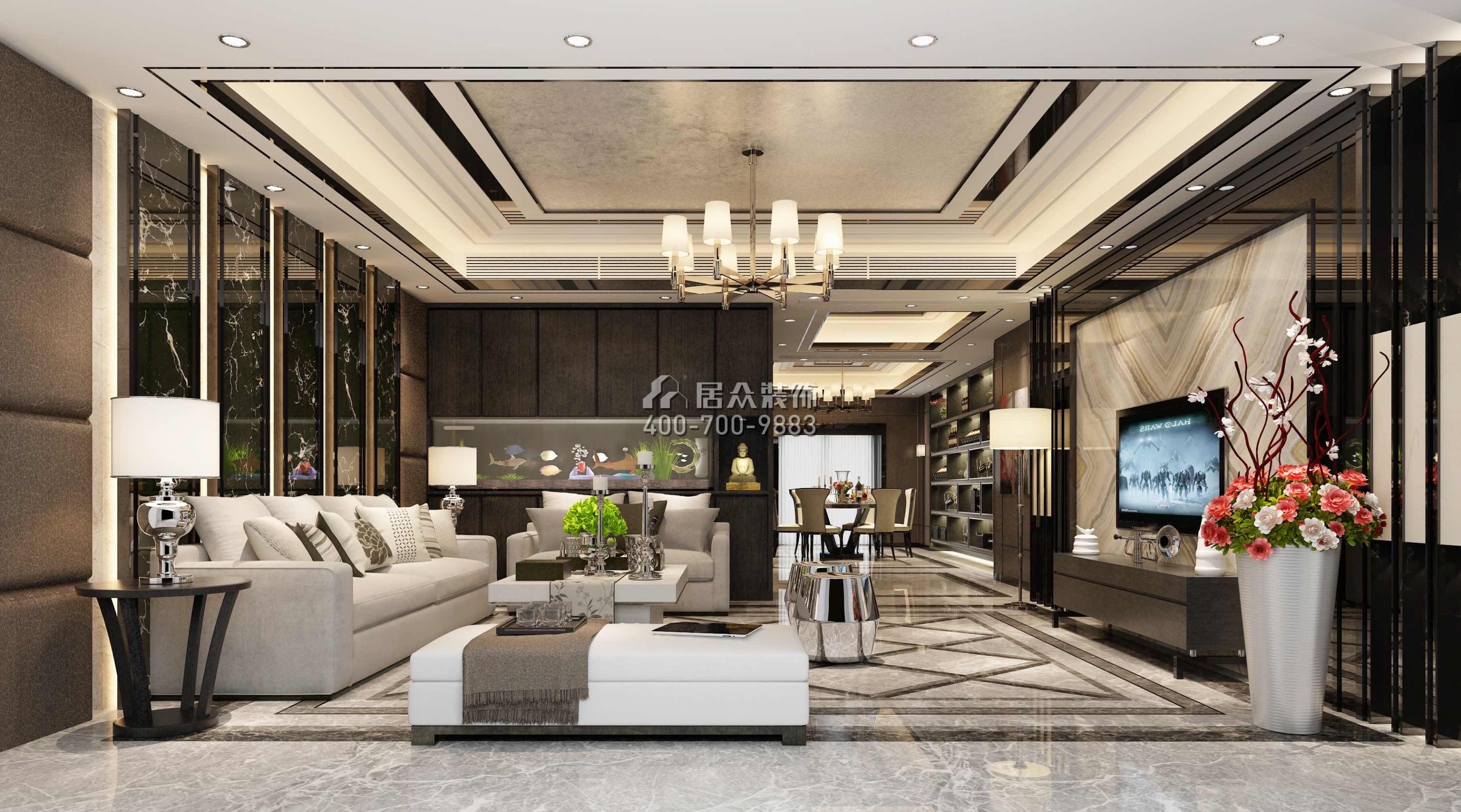 山語清暉218平方米新古典風格平層戶型客廳裝修效果圖