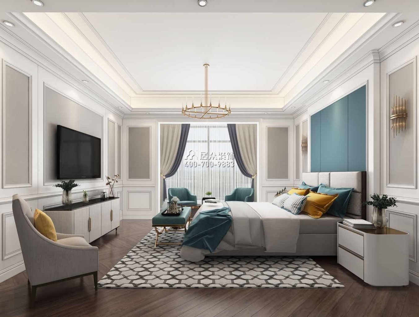 华发山庄220平方米欧式风格平层户型卧室装修效果图