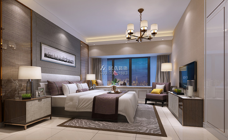 华晖云门140平方米现代简约风格平层户型卧室装修效果图