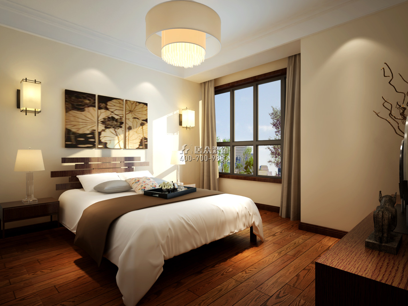 九峰小区300平方米中式风格复式户型卧室装修效果图