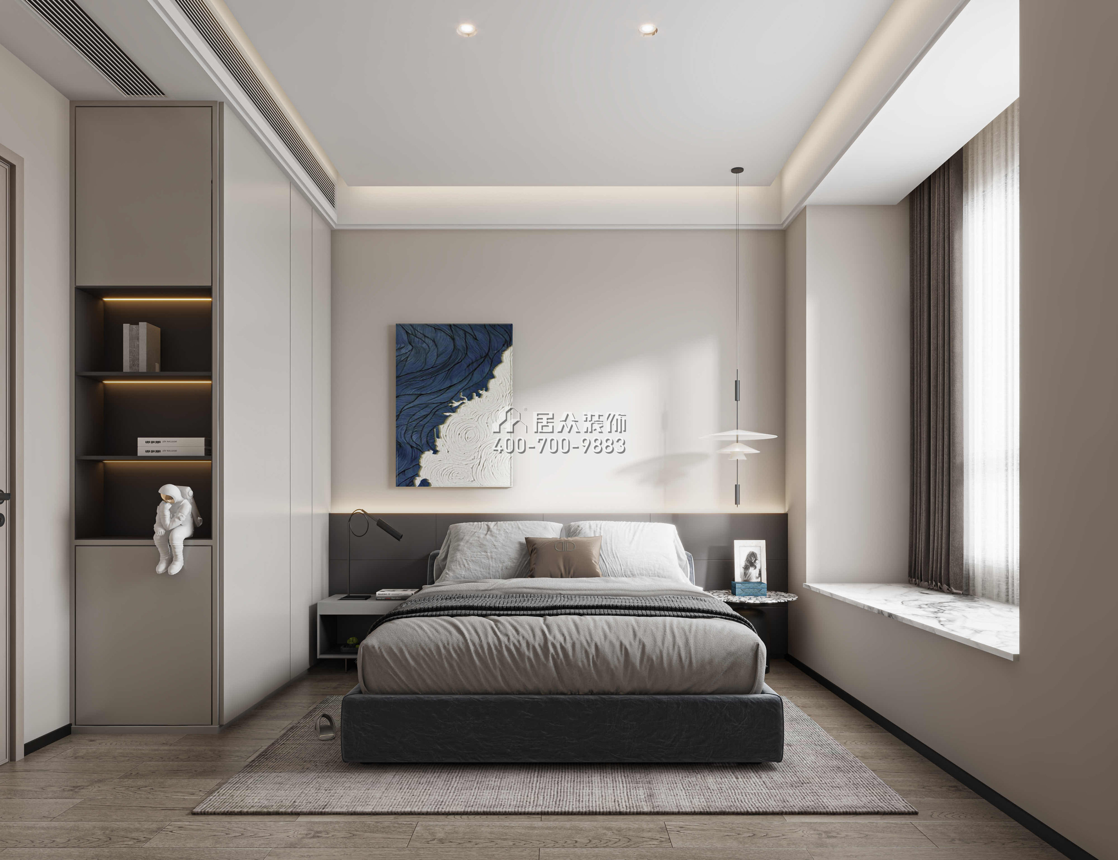 华发四季峰景140平方米现代简约风格平层户型卧室装修效果图