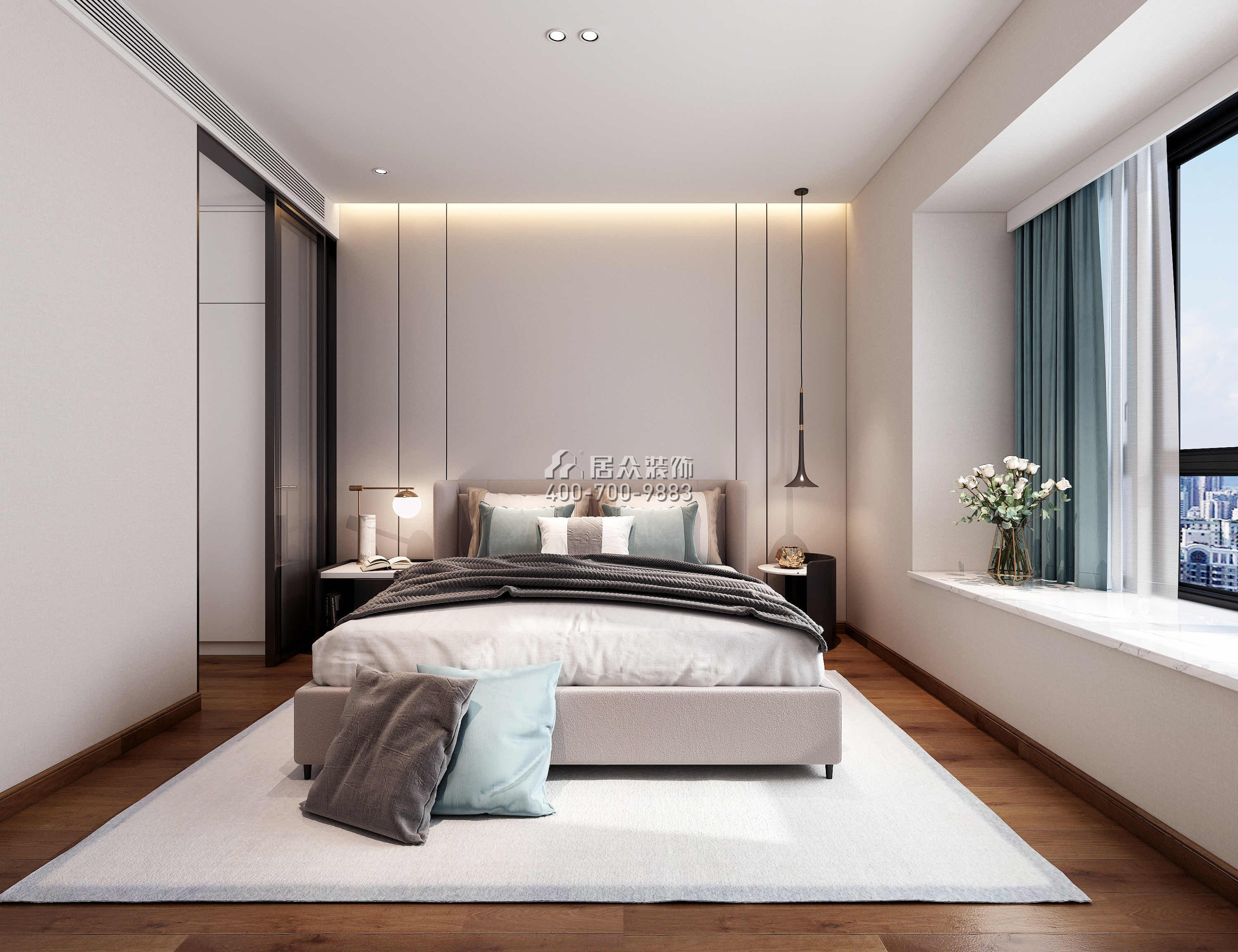 中森公園華府124平方米現代簡約風格平層戶型臥室裝修效果圖