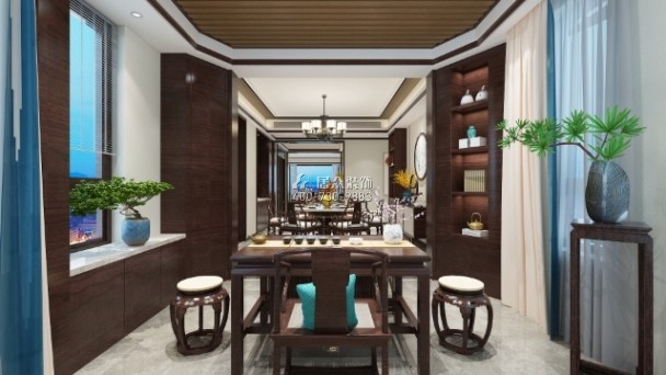 三一翡翠湾240平方米中式风格平层户型茶室装修效果图