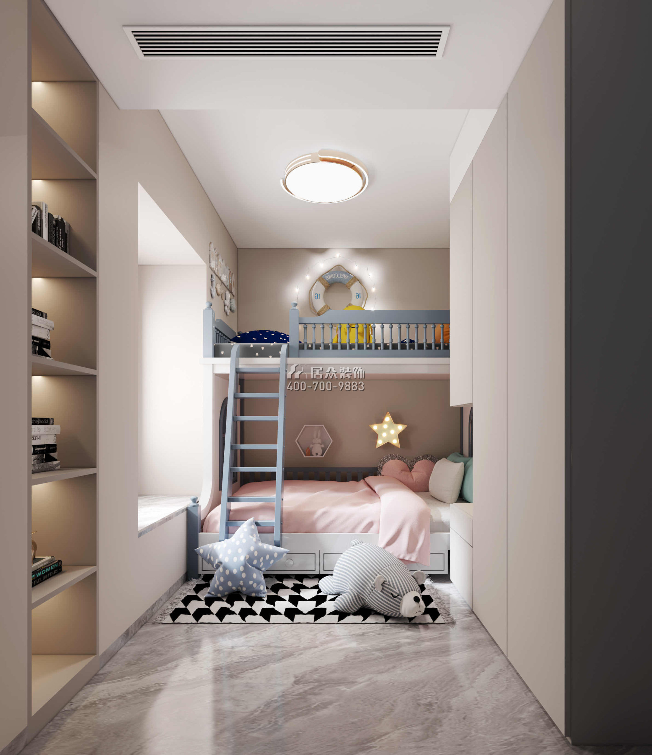 碧海红树园120平方米现代简约风格平层户型儿童房装修效果图