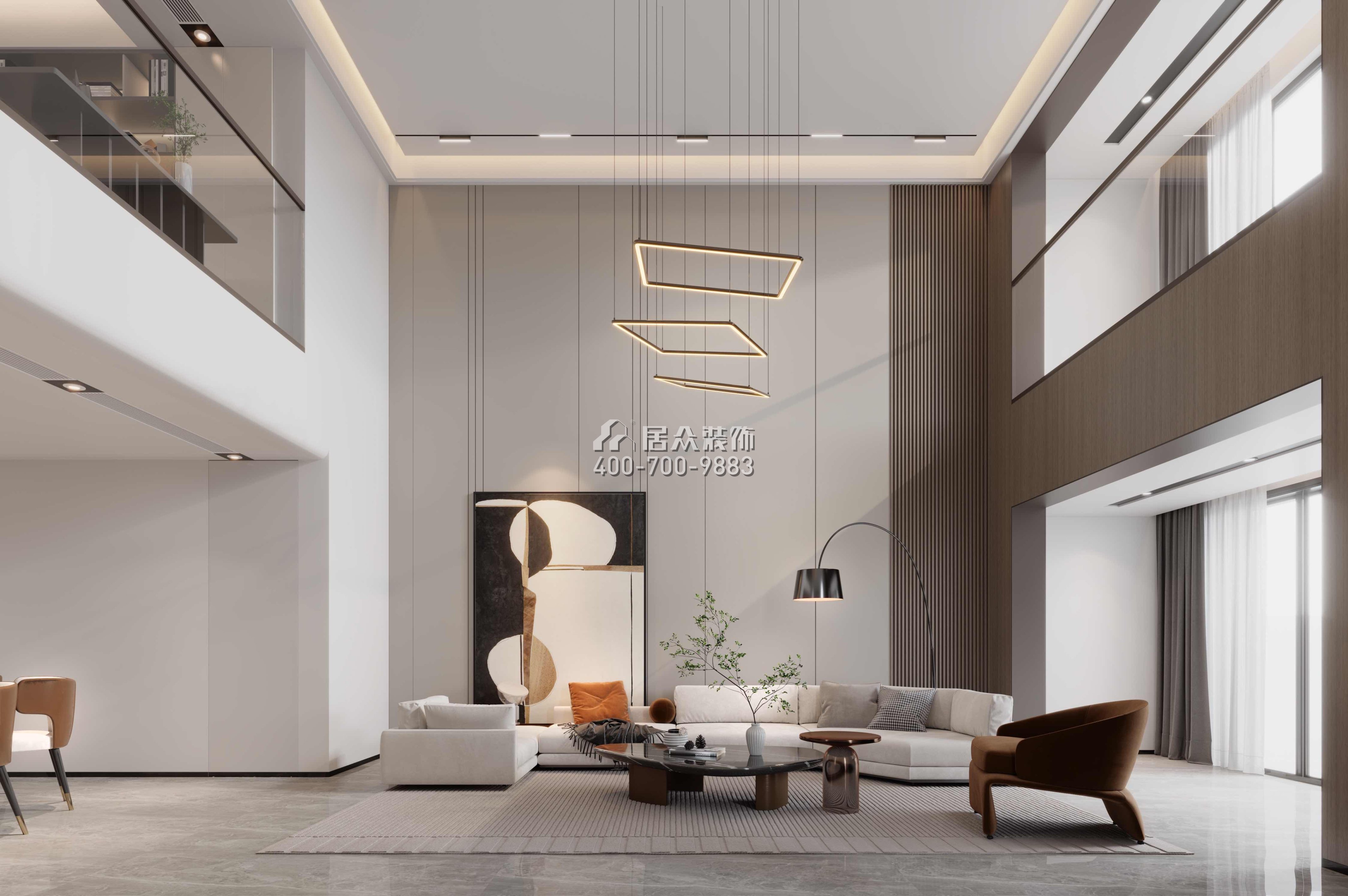 金天地悦湾400平方米现代简约风格复式户型客厅装修效果图