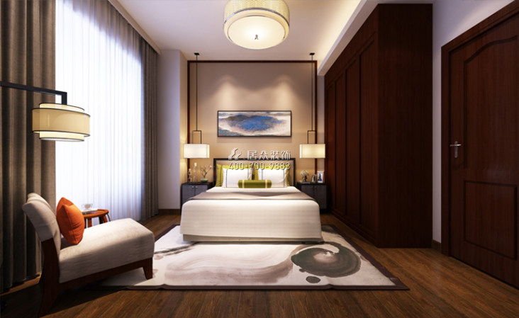 京基滨河时代116平方米中式风格平层户型卧室装修效果图