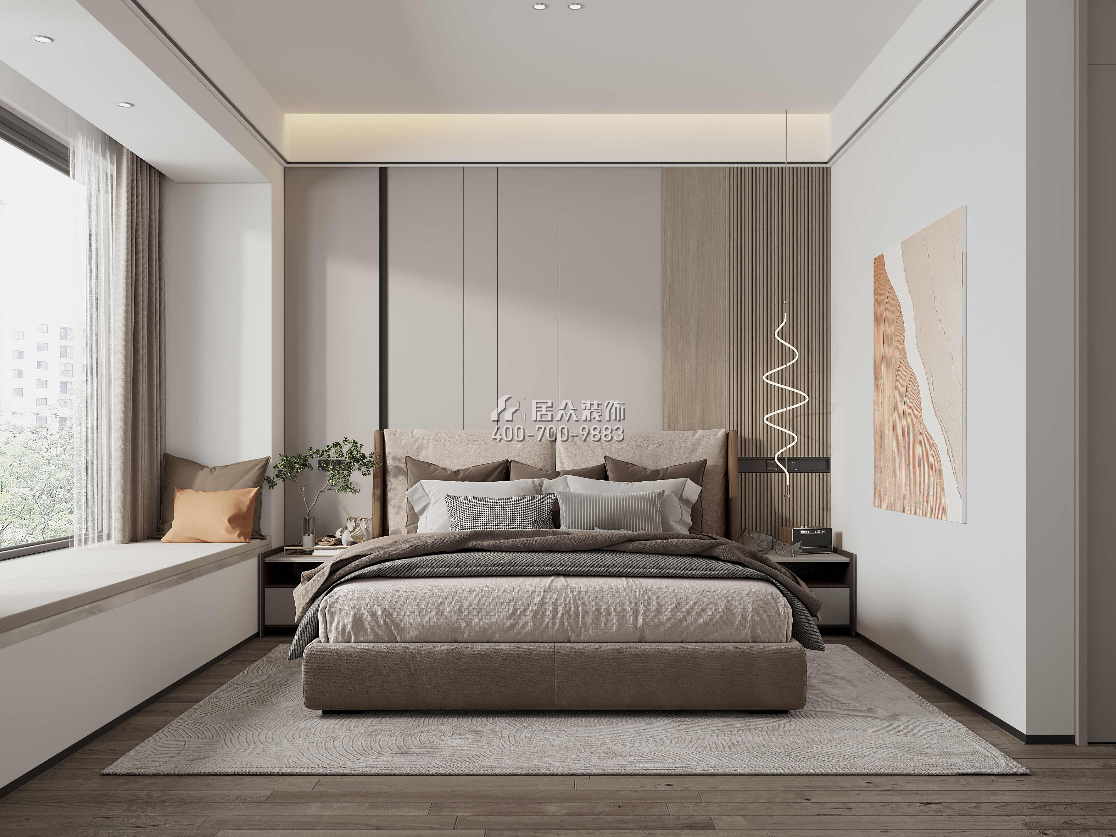 深业鹤塘岭花园120平方米现代简约风格平层户型卧室装修效果图
