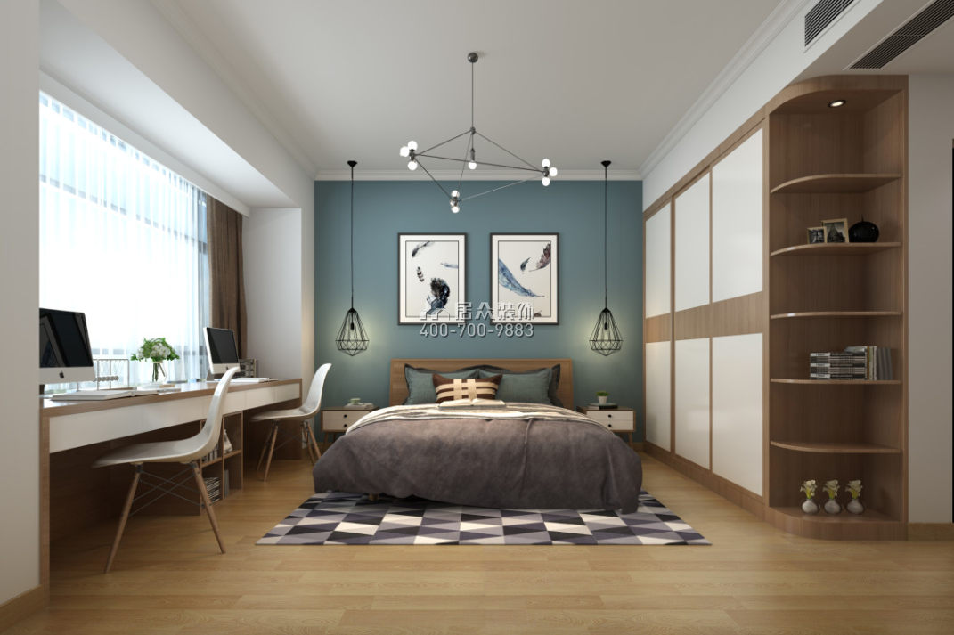 幸福华庭170平方米北欧风格平层户型卧室装修效果图