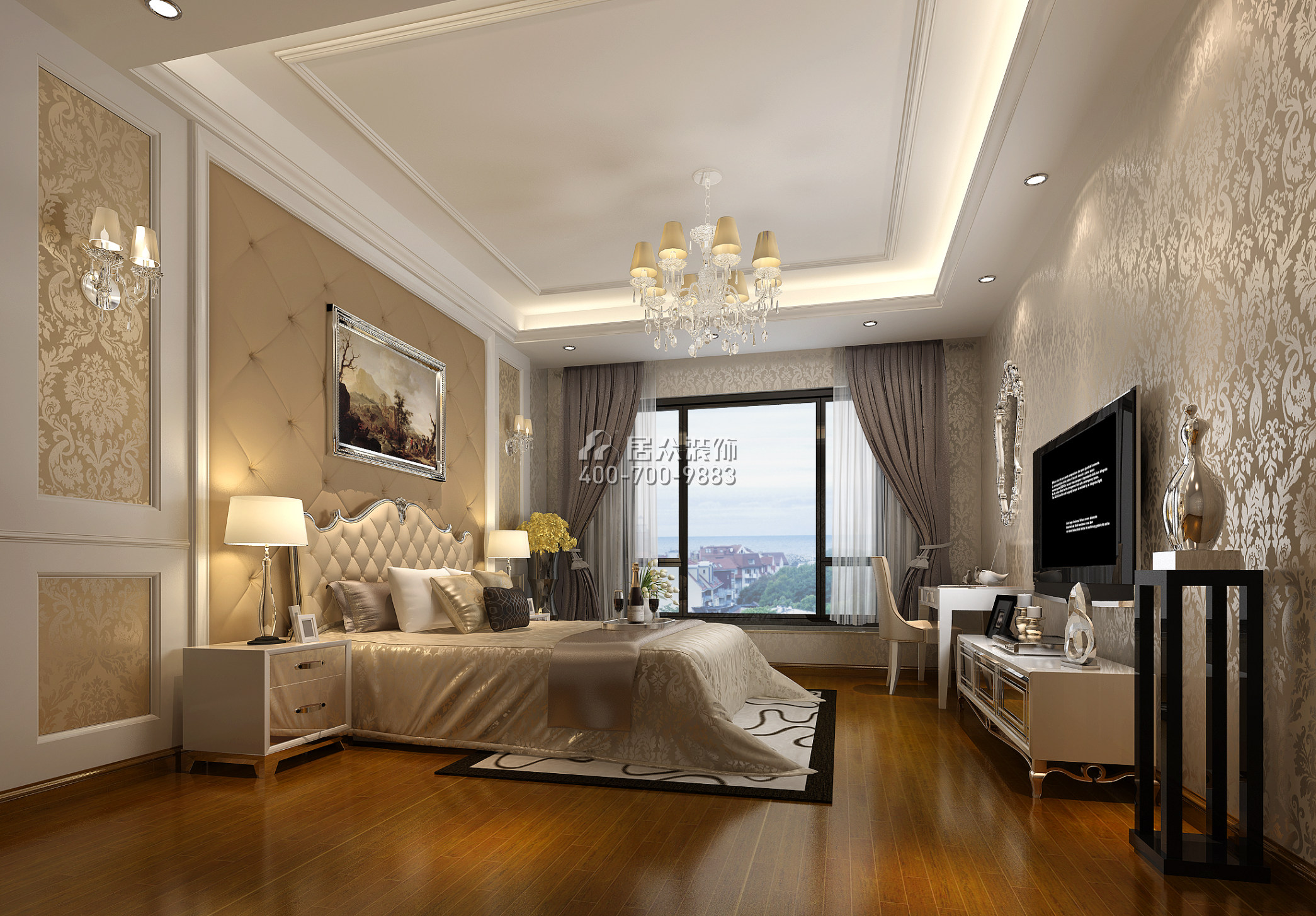 流金歲月190平方米歐式風格平層戶型臥室裝修效果圖