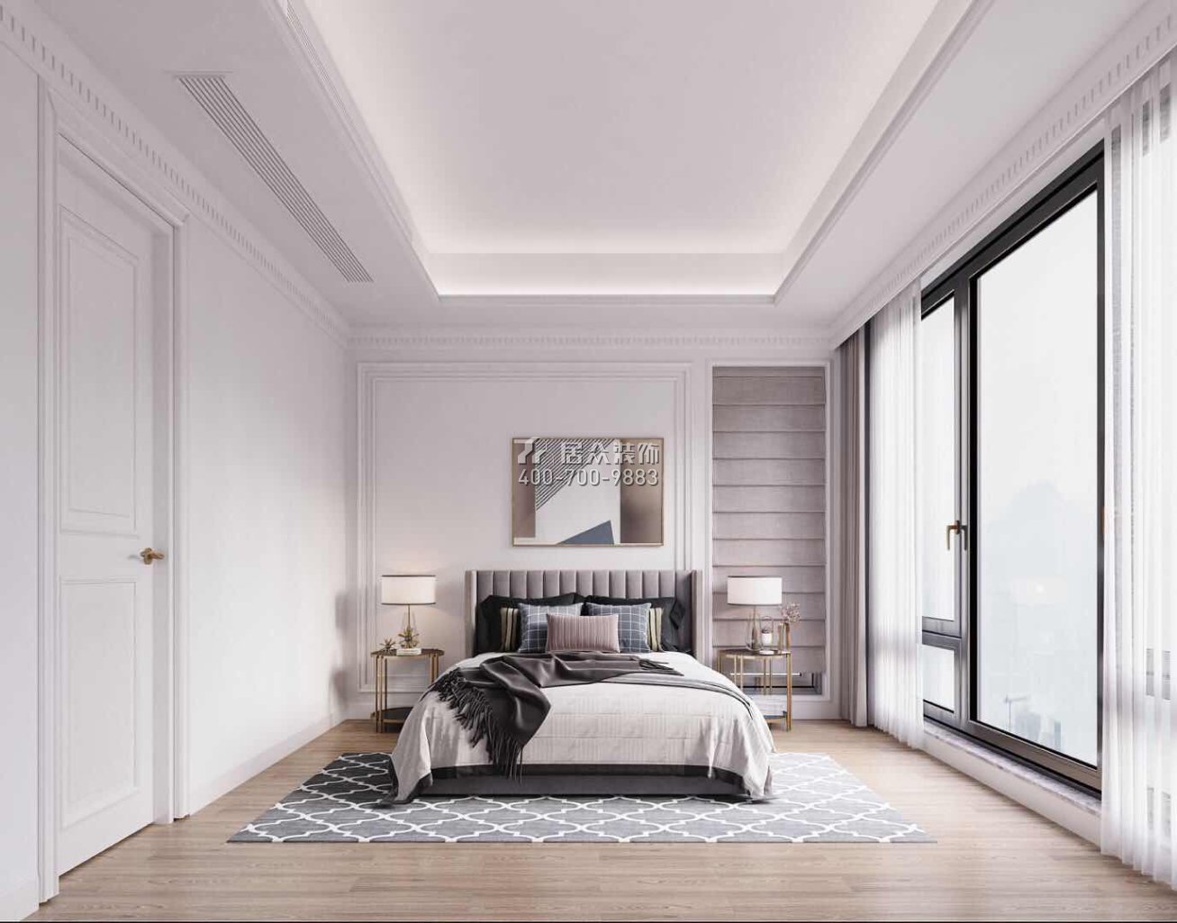 九洲保利天河320平方米现代简约风格别墅户型卧室装修效果图