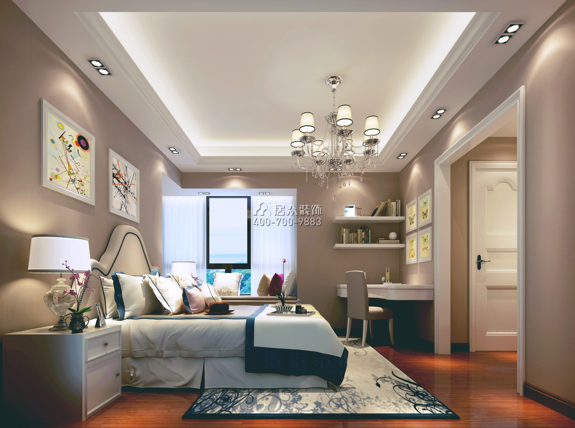 保利东江首府290平方米混搭风格平层户型卧室装修效果图