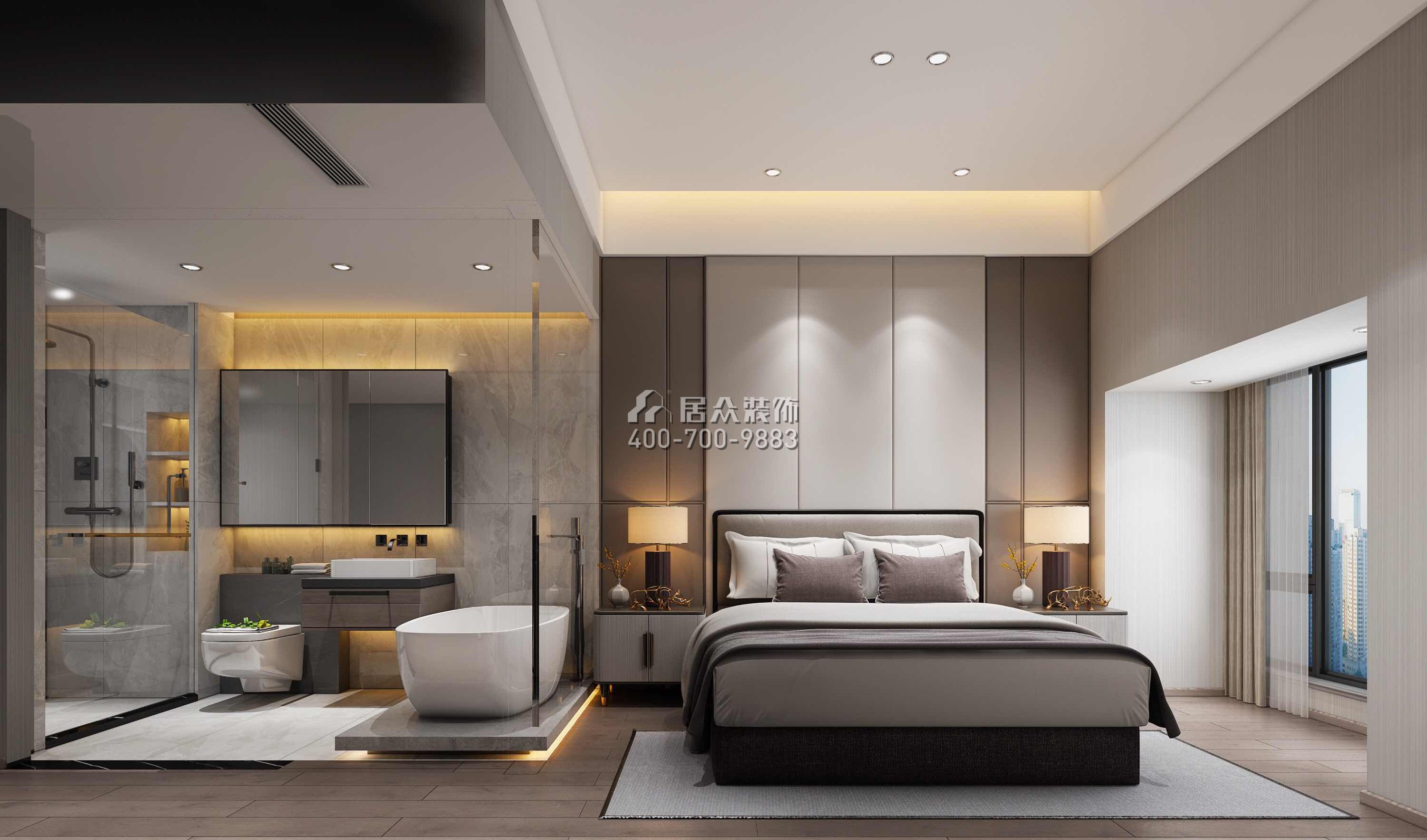 佳兆业城市广场220平方米现代简约风格复式户型卧室装修效果图