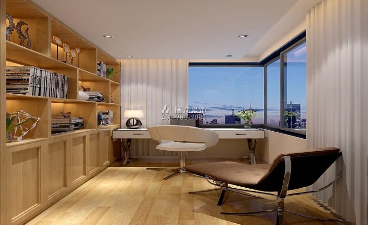 美的君蘭高爾夫420平方米現代簡約風格別墅戶型書房裝修效果圖