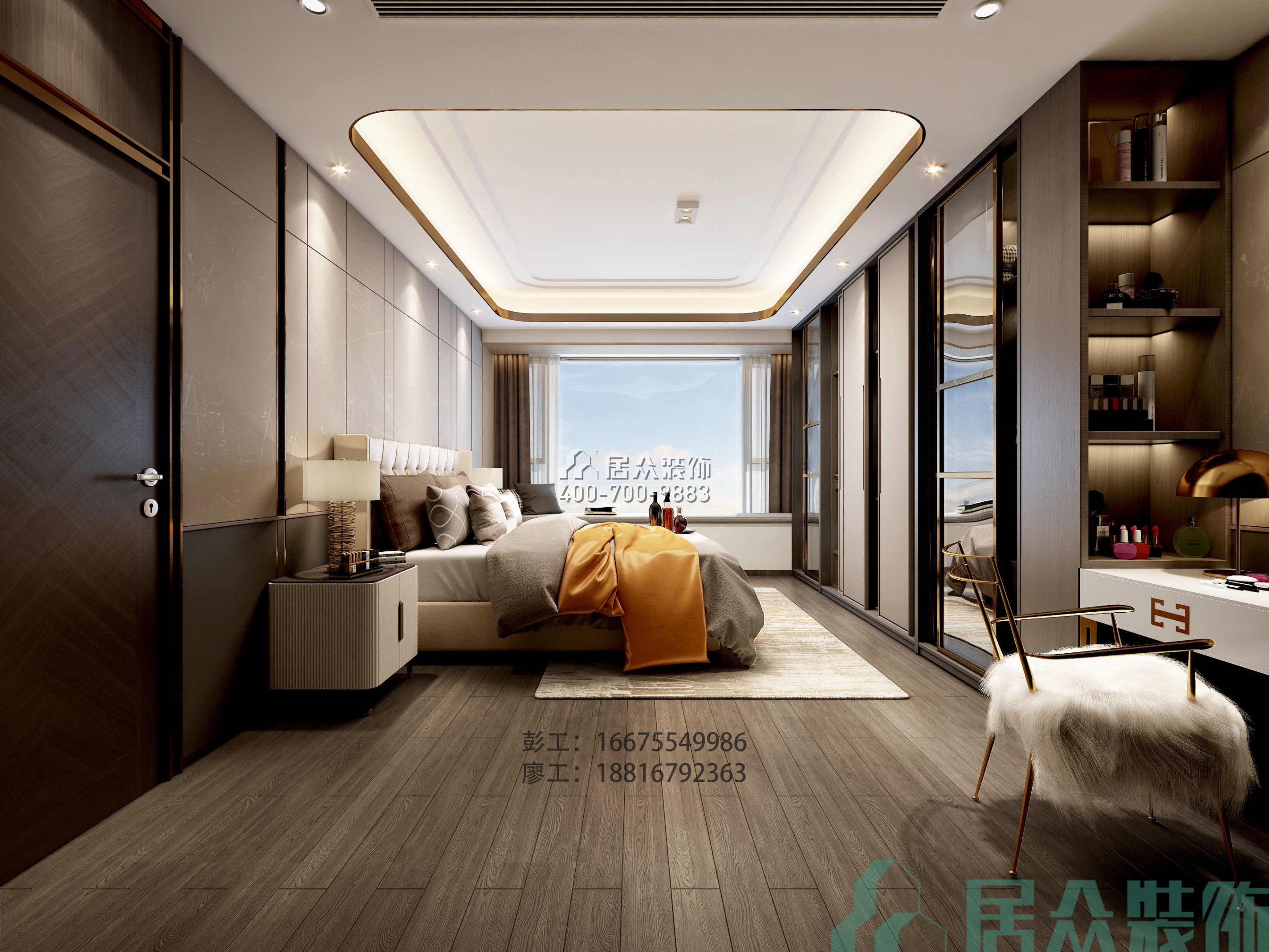 香山美墅五期156平方米現代簡約風格平層戶型臥室裝修效果圖