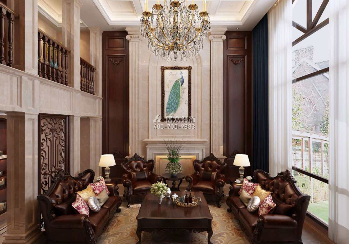金色家园450平方米美式风格别墅户型客厅装修效果图