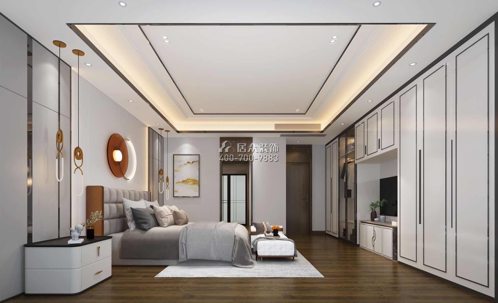 新世纪领居450平方米中式风格别墅户型卧室装修效果图