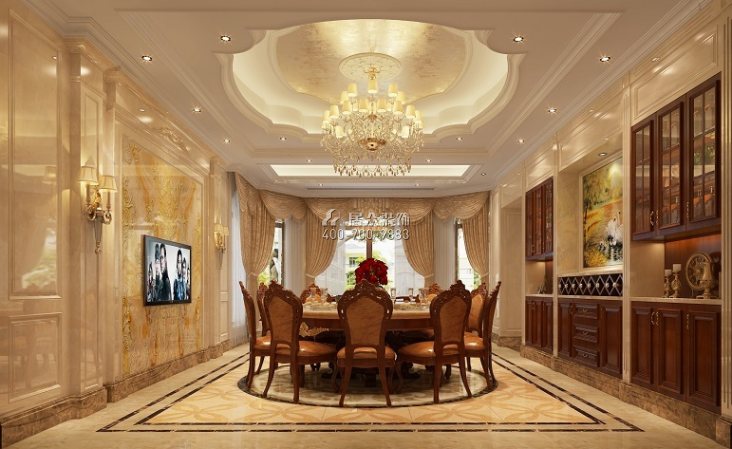连州碧桂园654平方米欧式风格别墅户型餐厅装修效果图