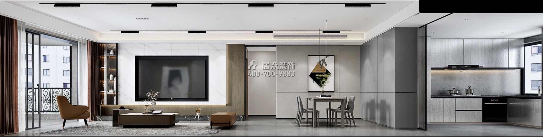 南海玫瑰園三期180平方米現代簡約風格平層戶型客廳裝修效果圖