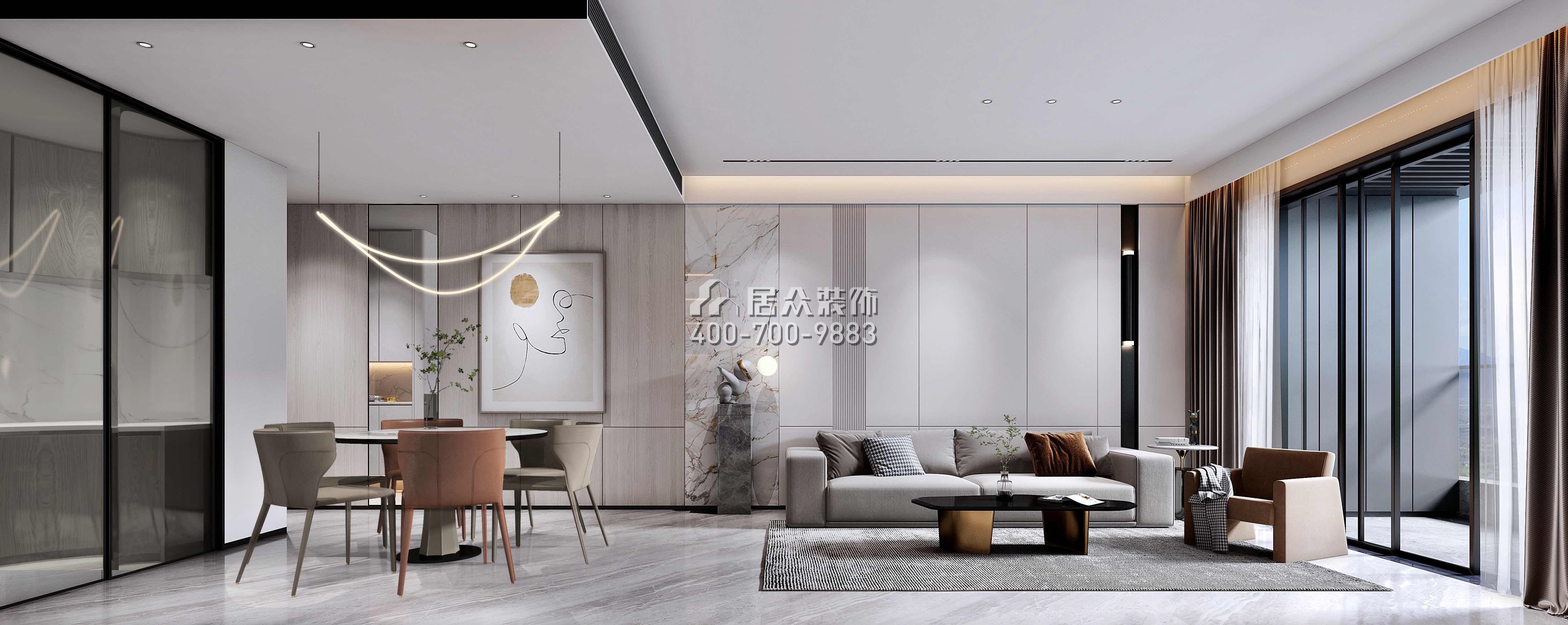 天健天骄南苑120平方米现代简约风格平层户型客厅装修效果图