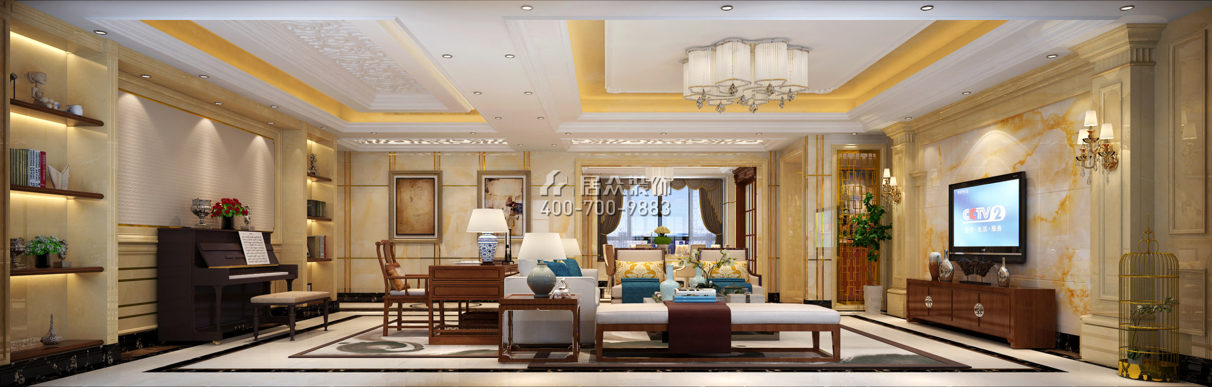 保利东江首府290平方米混搭风格平层户型客厅装修效果图
