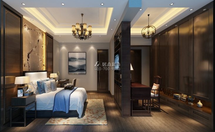 天湖城天源200平方米中式风格平层户型卧室装修效果图