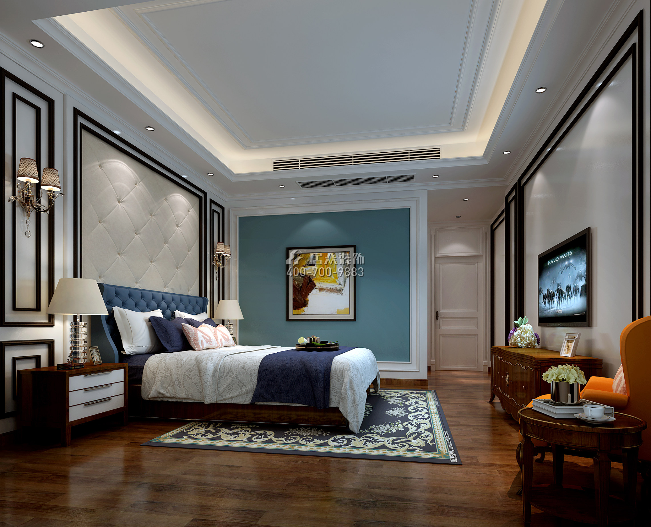 和胜天誉158平方米现代简约风格平层户型卧室装修效果图