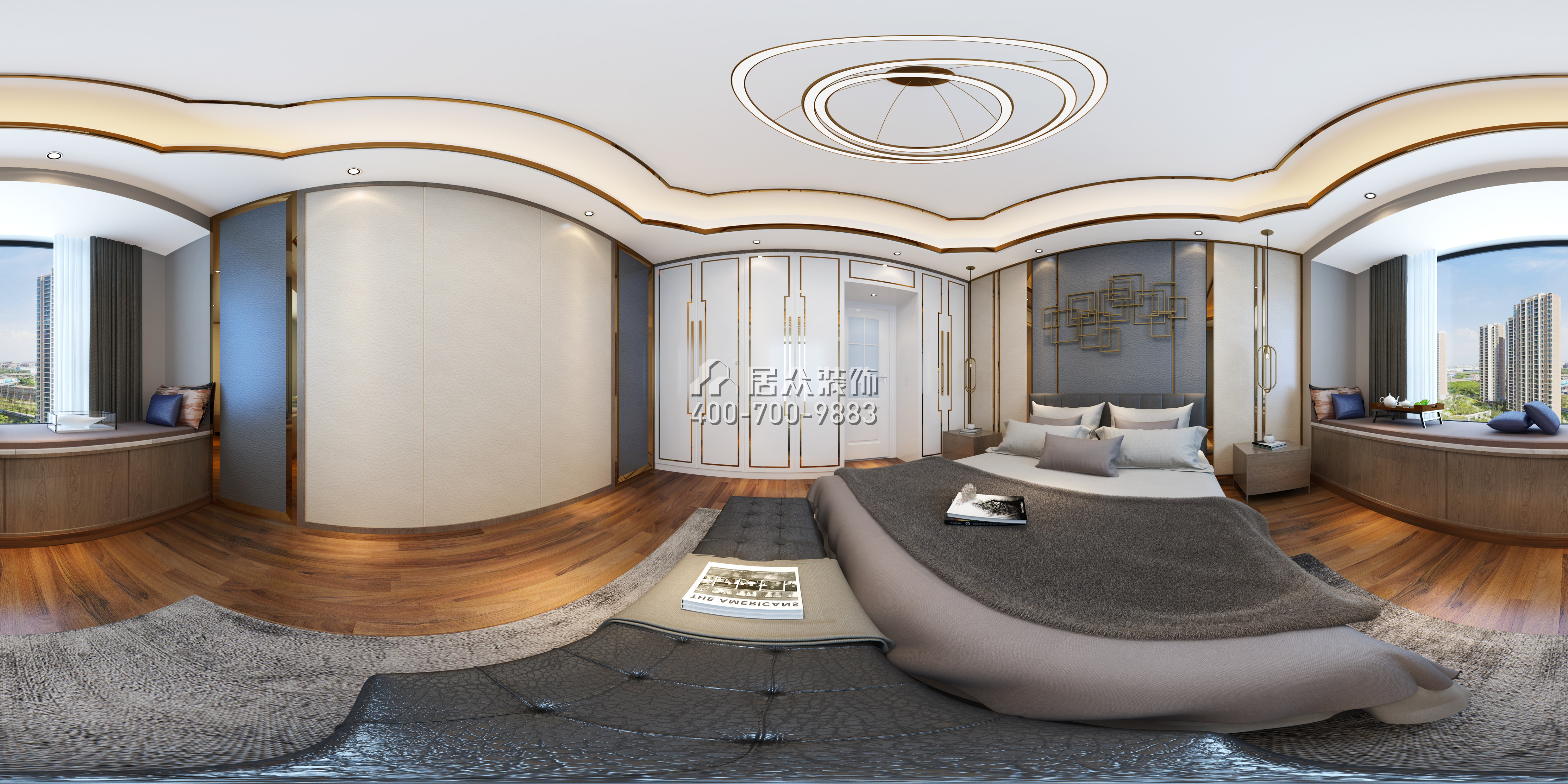 天汇城165平方米现代简约风格平层户型卧室装修效果图